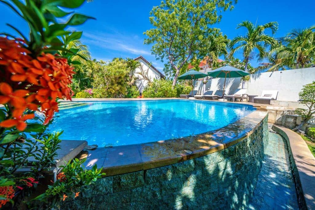 View over the pool from Ocean Sun Dive Resort